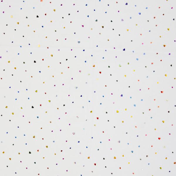 Softtüll Hearts bunte Glitzerherzen auf weißem Tüll